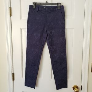 Navy Blue Cigarette Floral Dress Pants